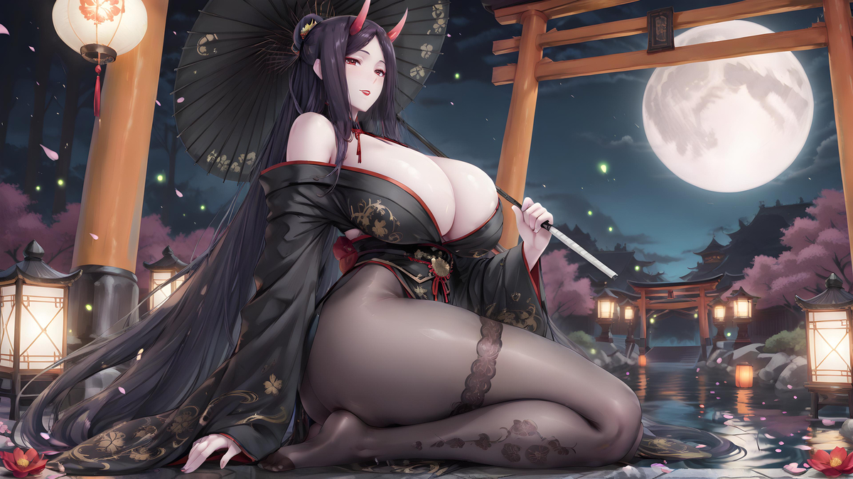 “来陪夜叉妈妈一同赏月❤”-pixiv插画-作品交流服务