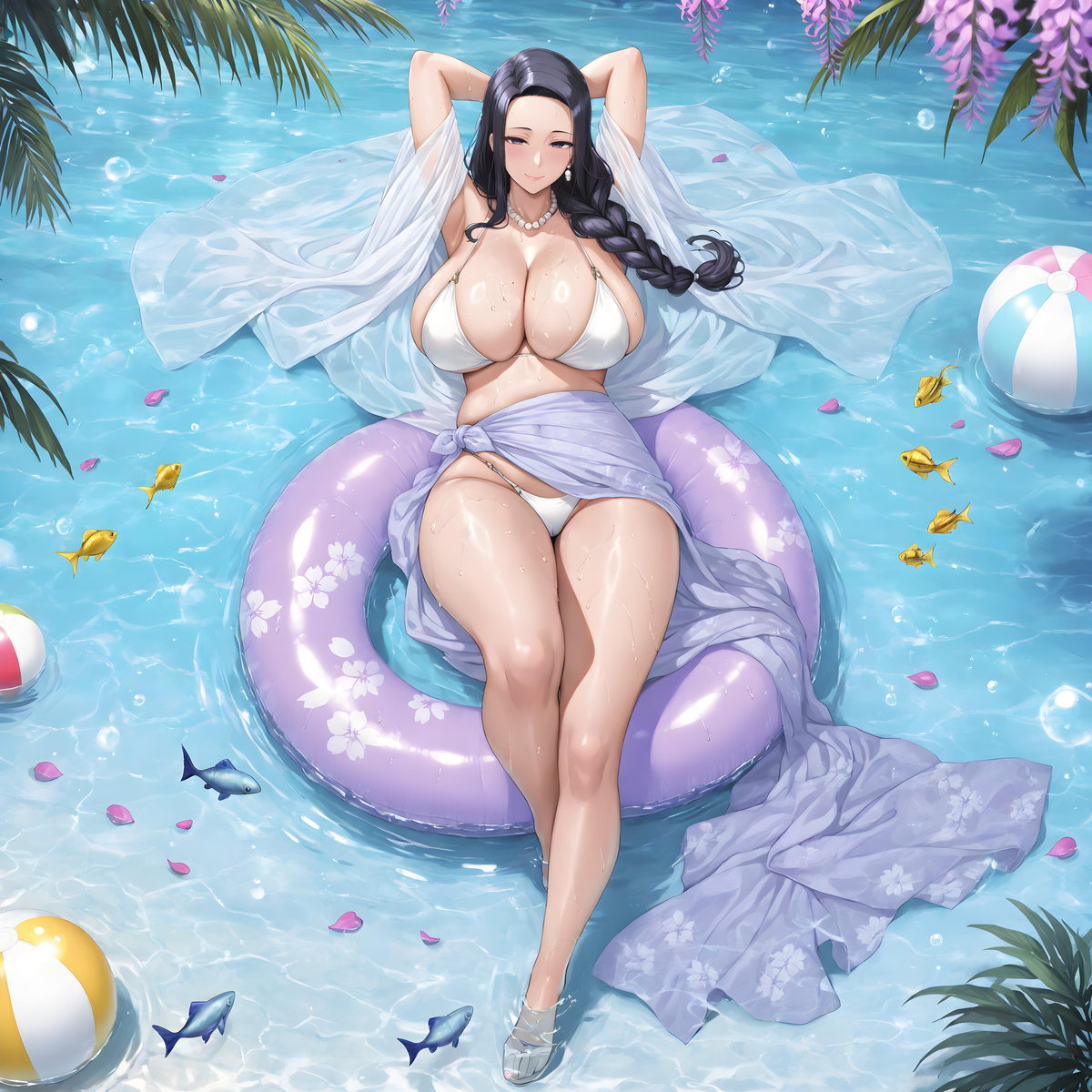 宫岛椿妈妈❤夏日泳池-pixiv插画-作品交流服务