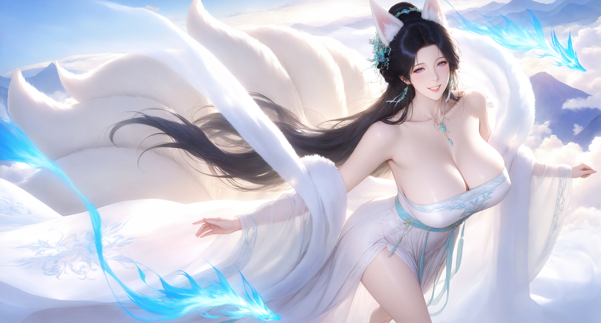 白狐横屏。分享~-pixiv插画-作品交流服务