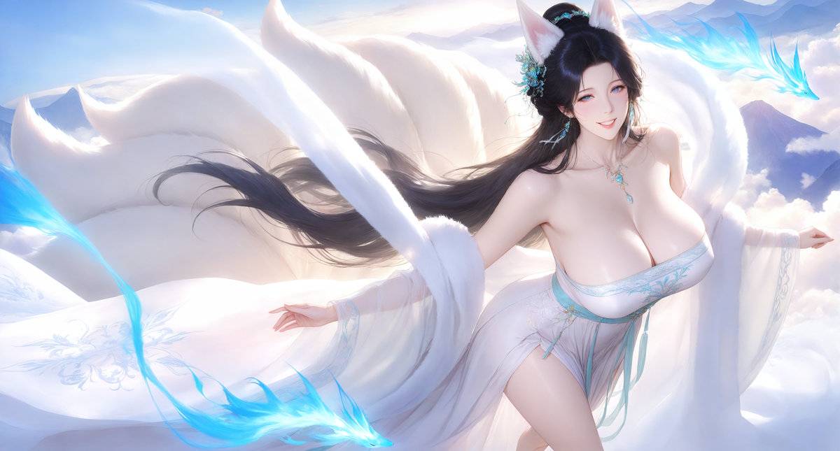 白狐横屏。分享~-pixiv插画-作品交流服务