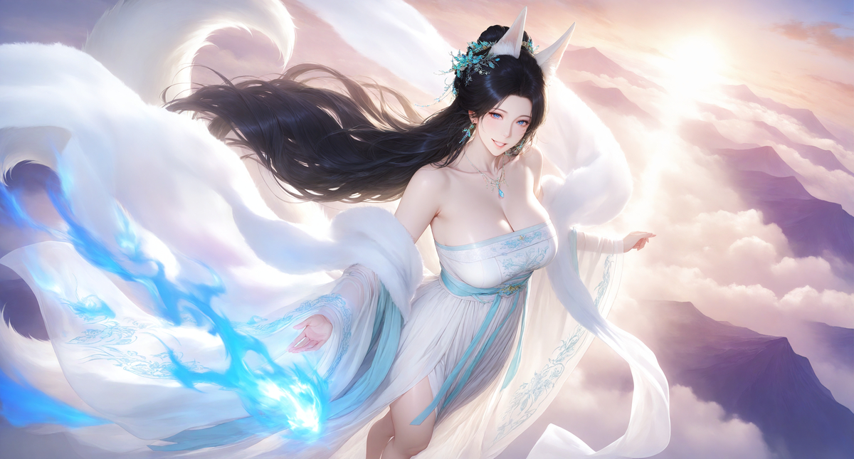 白狐横屏。分享~-pixiv插画-作品交流服务