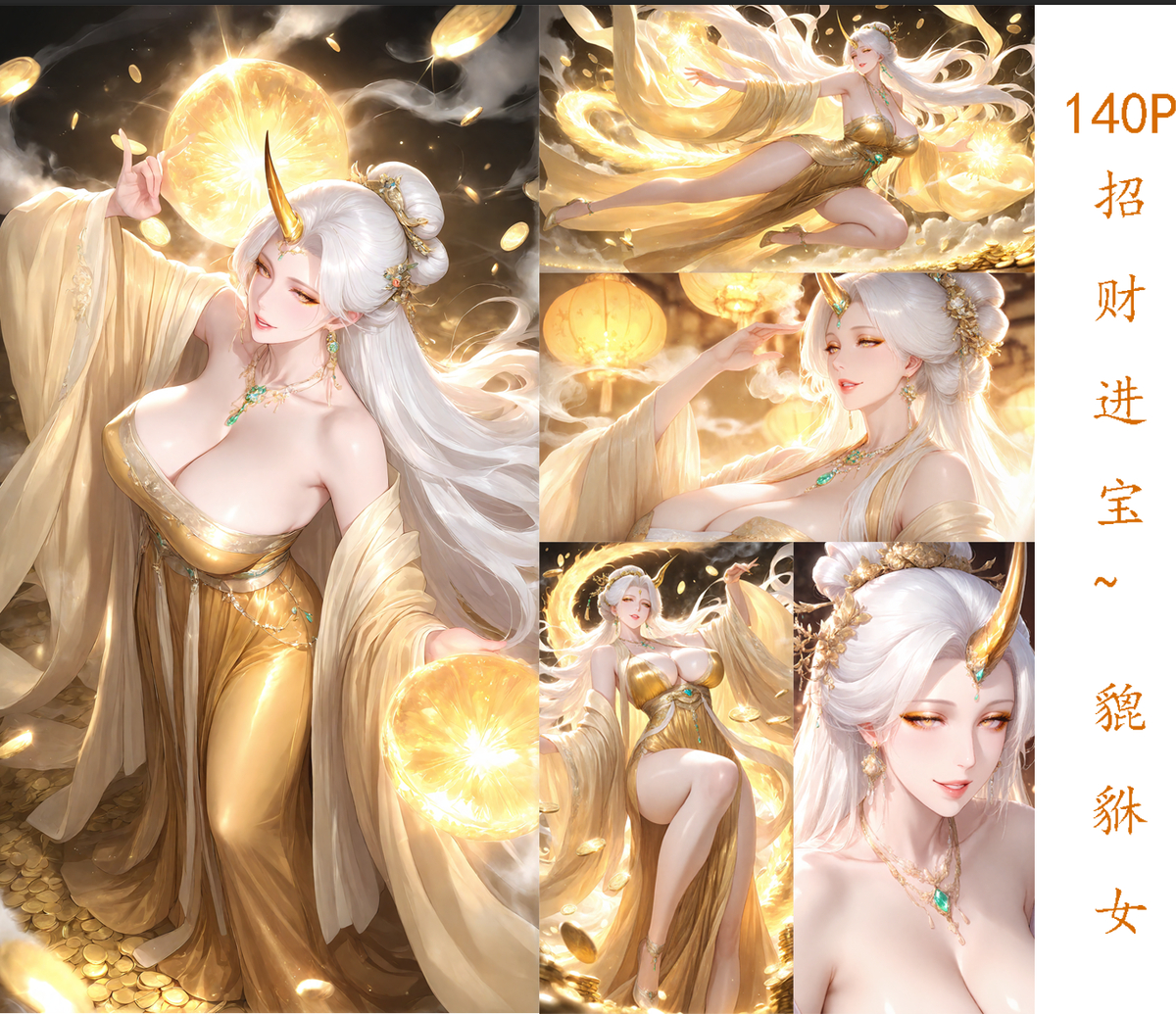 本月新主题，《金》~招财进宝 貔貅女-pixiv插画-作品交流服务