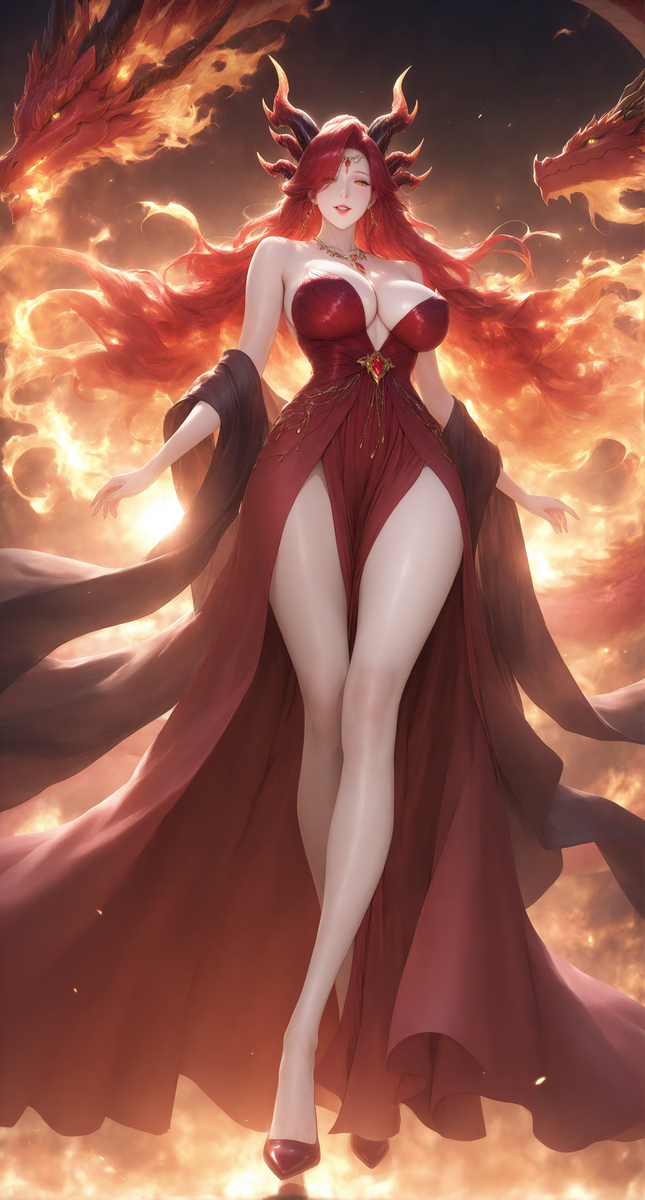 《火》~烈火燎原~烛龙女 150P-pixiv插画-作品交流服务