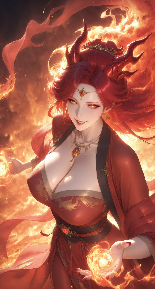 《火》~烈火燎原~烛龙女 150P-pixiv插画-作品交流服务