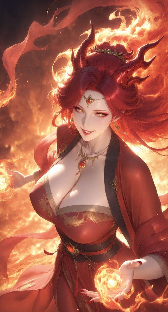 《火》~烈火燎原~烛龙女 150P-pixiv插画-作品交流服务