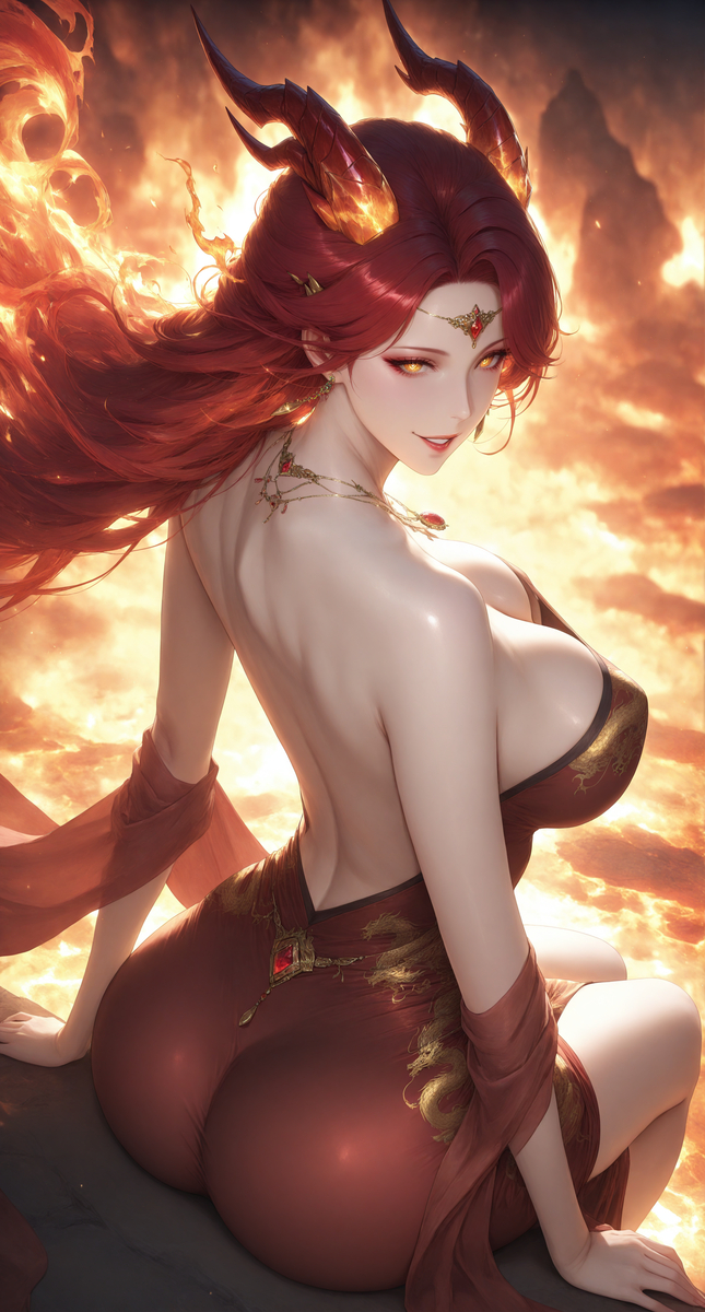 《火》~烈火燎原~烛龙女 150P-pixiv插画-作品交流服务