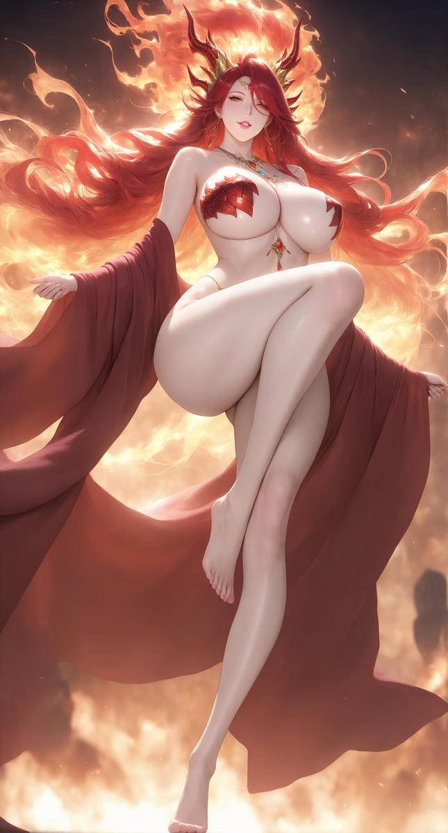 《火》~烈火燎原~烛龙女 150P-pixiv插画-作品交流服务