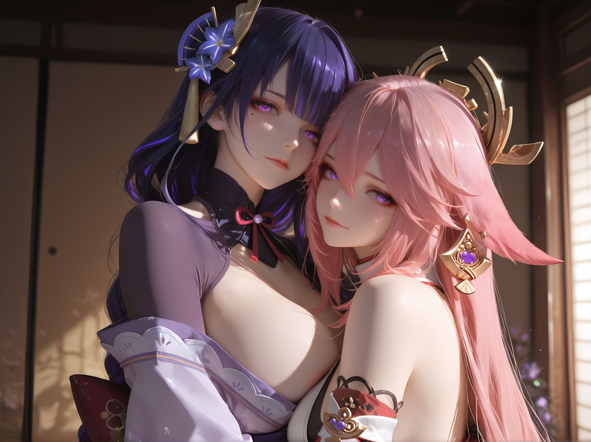 yaemiko and raidenshogun-pixiv插画-作品交流服务