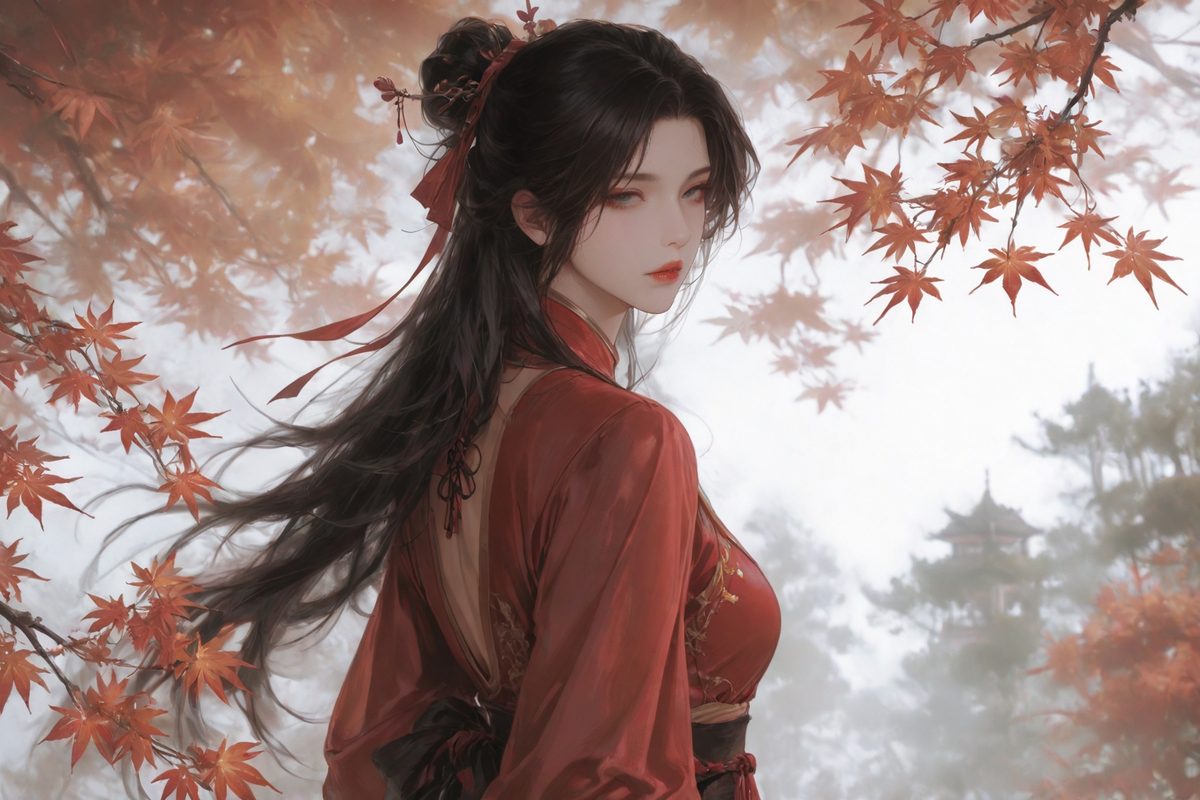 丹枫漫染千山色，素袂轻携一袖秋-pixiv插画-作品交流服务