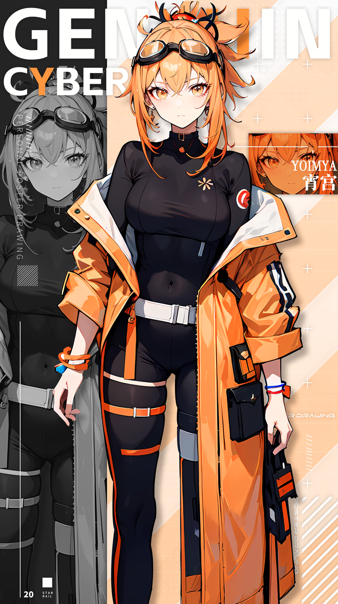 宵宫-赛博朋克风格-pixiv插画-作品交流服务