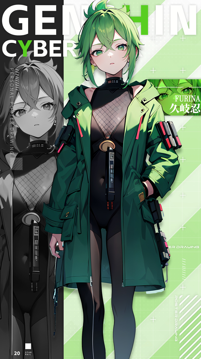 久岐忍-赛博朋客风格-pixiv插画-作品交流服务