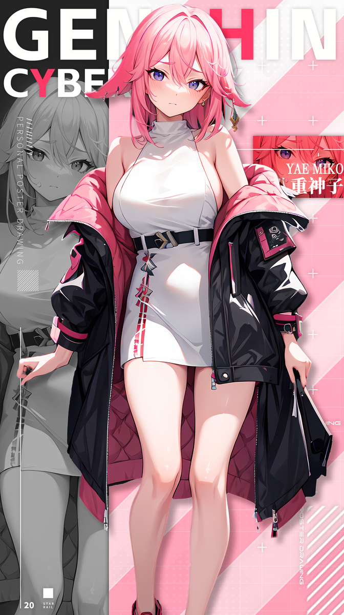 八重神子-赛博朋克风格-pixiv插画-作品交流服务