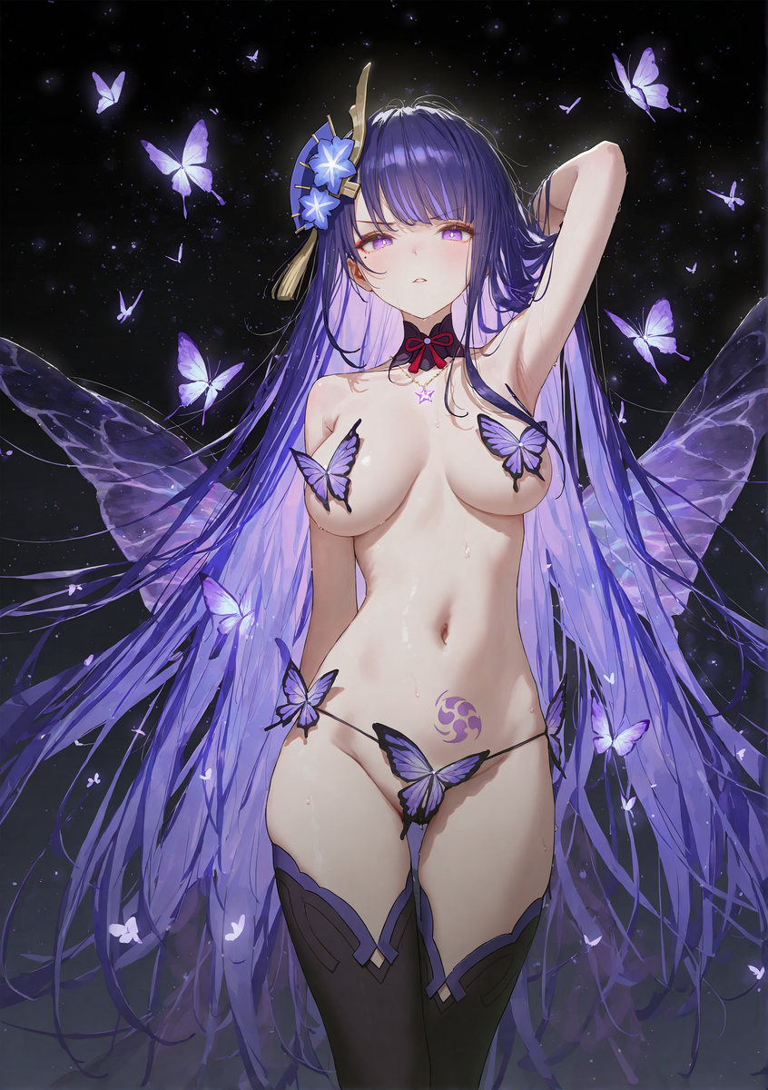 雷电将军-梦蝶系列-pixiv插画-作品交流服务