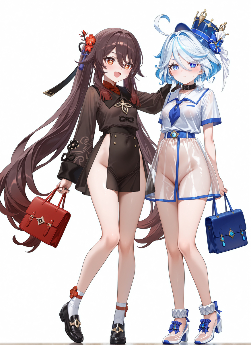 芙宁娜 胡桃 散步-pixiv插画-作品交流服务