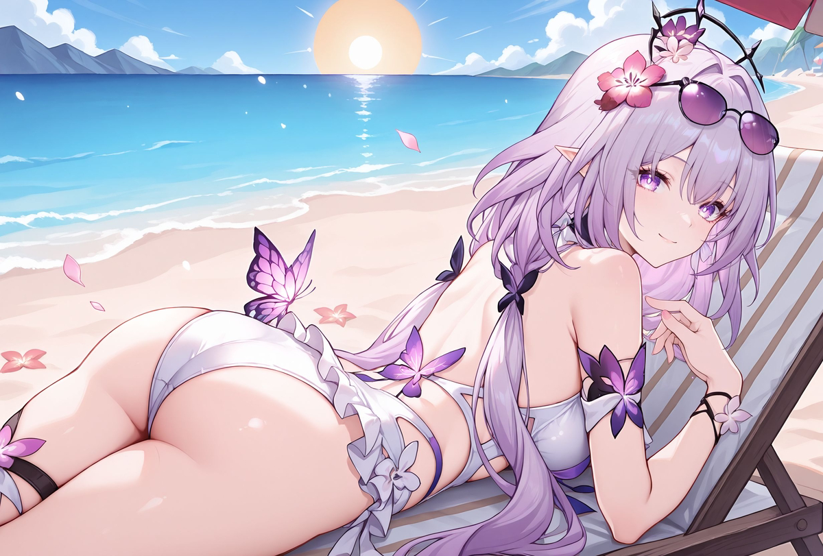 瑕蝶 夏日海滩-pixiv插画-作品交流服务