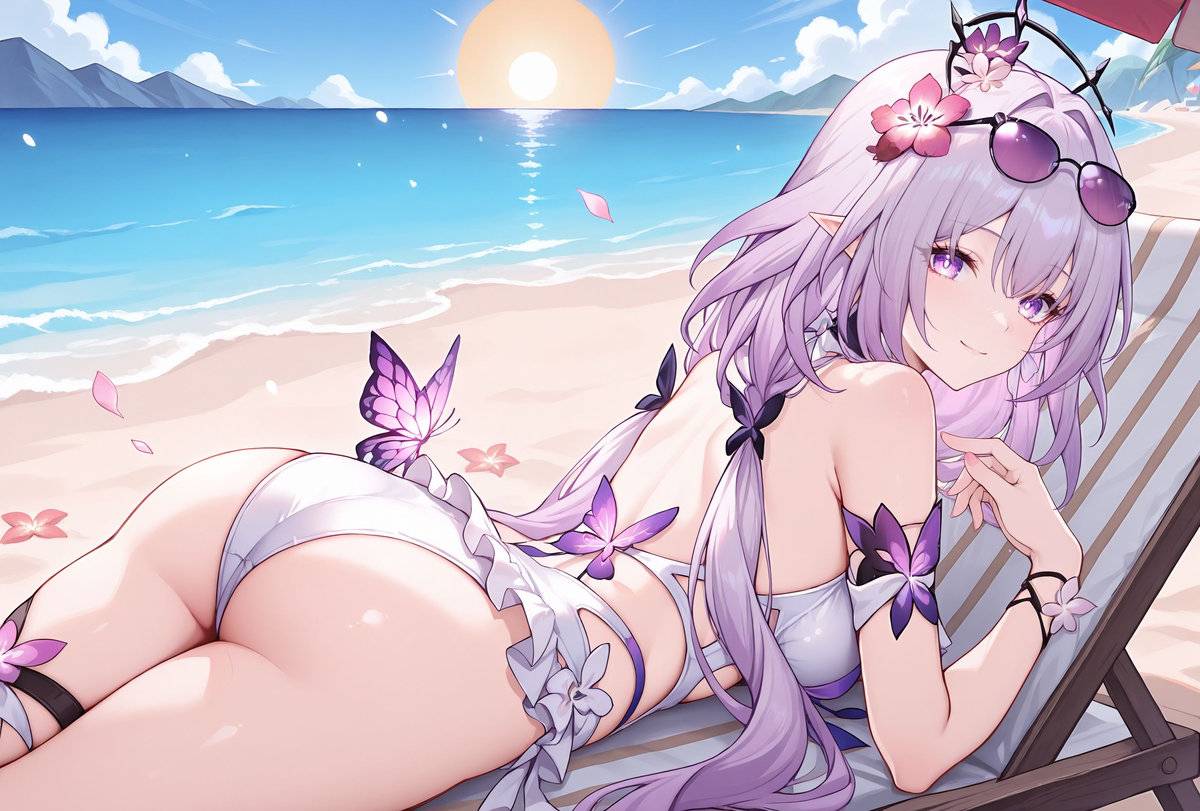 瑕蝶 夏日海滩-pixiv插画-作品交流服务