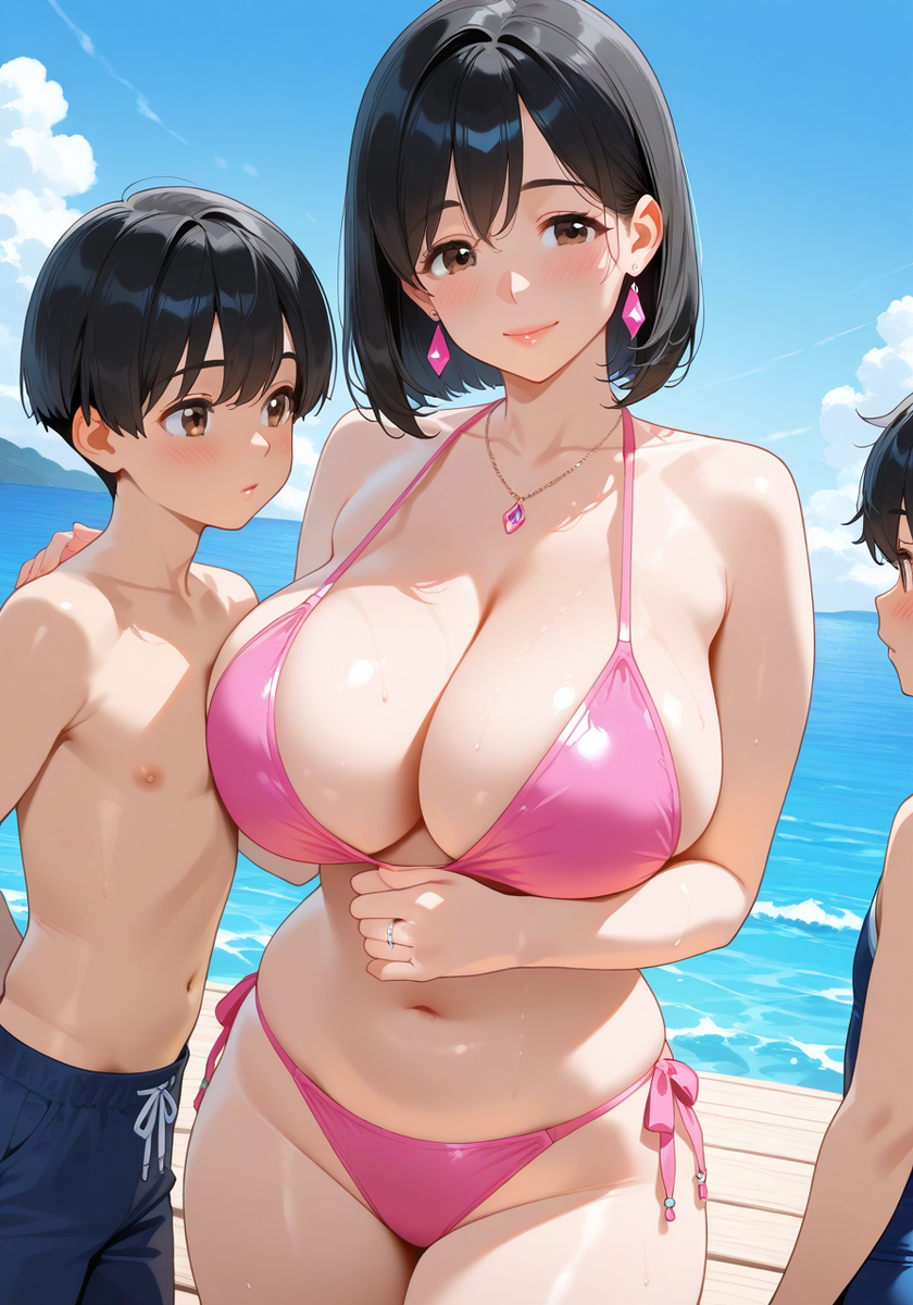 ママと南国リゾート♡ KanoMommy's vacation-pixiv插画-作品交流服务