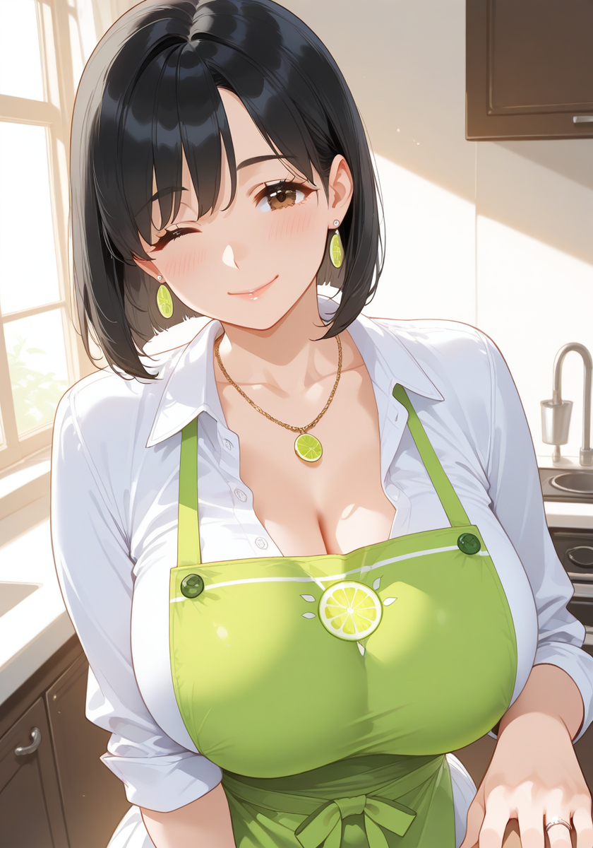 ライムママ♡Mommy lime apron breakfast-pixiv插画-作品交流服务