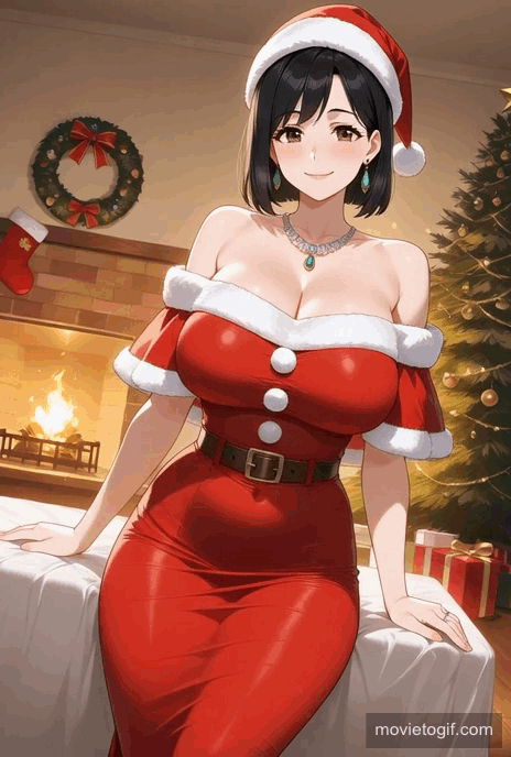 ほろ酔いサンタママ♡Tipsy Santa Mommy-pixiv插画-作品交流服务