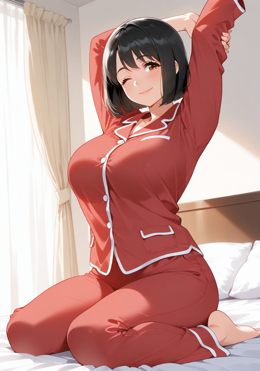 水曜日の赤パジャマ♡Wednesday red pajama-pixiv插画-作品交流服务