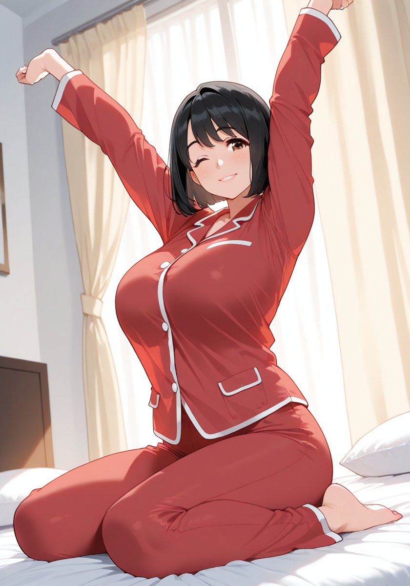 水曜日の赤パジャマ♡Wednesday red pajama-pixiv插画-作品交流服务