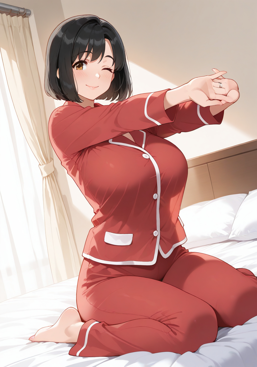 水曜日の赤パジャマ♡Wednesday red pajama-pixiv插画-作品交流服务