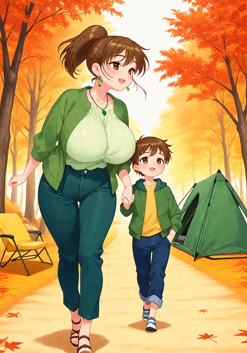 お母さんと秋キャンプ♡Autum camp with mommy-pixiv插画-作品交流服务