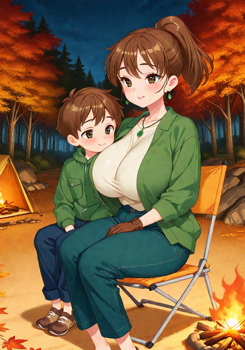 秋キャンプの夜♡Mommy autumn camp night-pixiv插画-作品交流服务