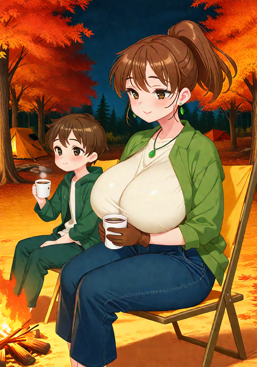 秋キャンプの夜♡Mommy autumn camp night-pixiv插画-作品交流服务