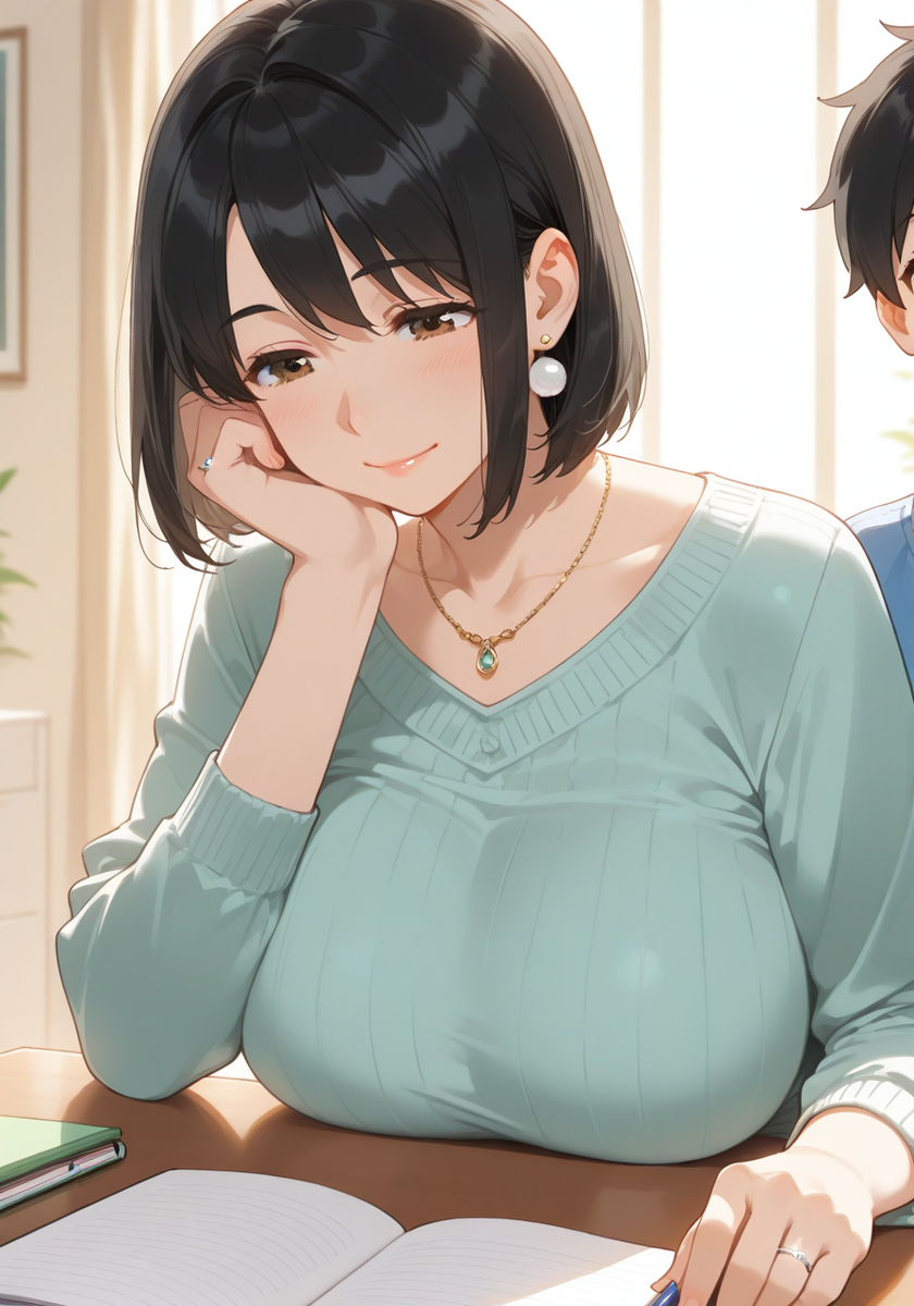ママの宿題チェック♡Mommy homework check-pixiv插画-作品交流服务