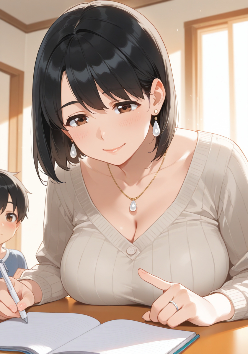 ママの宿題チェック♡Mommy homework check-pixiv插画-作品交流服务