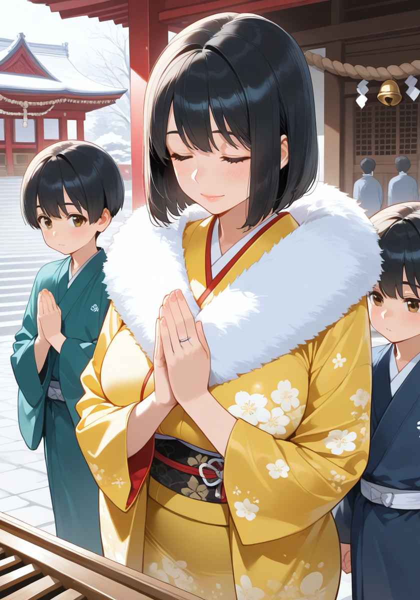 初詣♡KanoMommy hatsumode-pixiv插画-作品交流服务