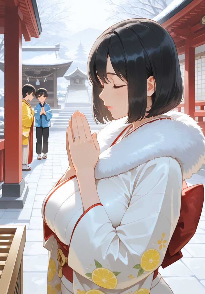 初詣（色違い）♡KanoMommy hatsumode-pixiv插画-作品交流服务