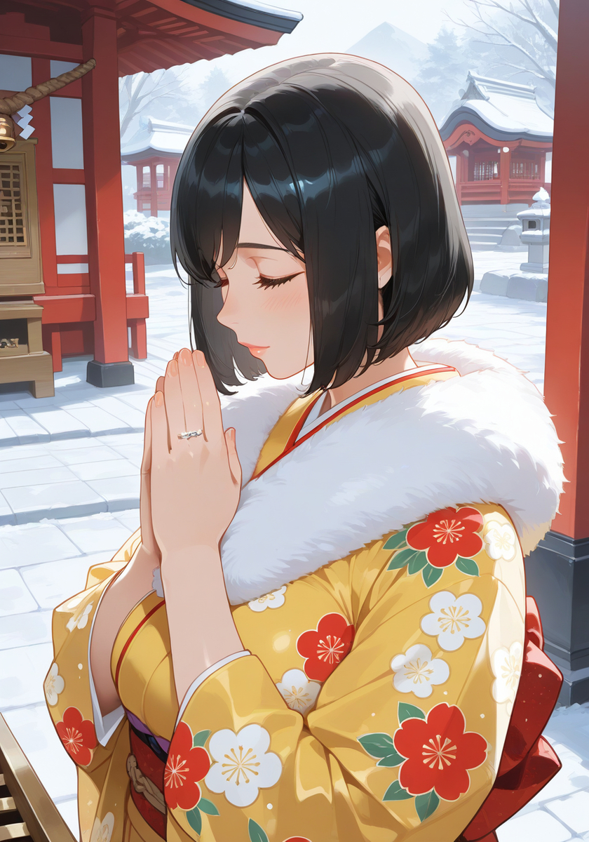 初詣（色違い）♡KanoMommy hatsumode-pixiv插画-作品交流服务