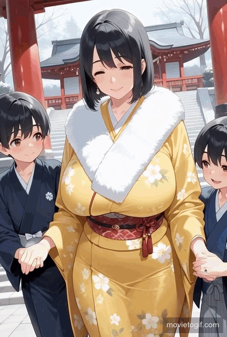 初詣の境内にて♡At the shrine grounds-pixiv插画-作品交流服务