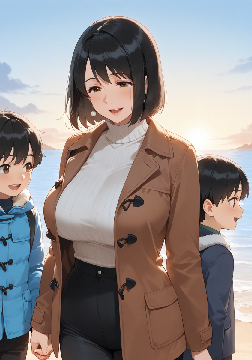 海辺の冬散歩♡Winter beach walk-pixiv插画-作品交流服务