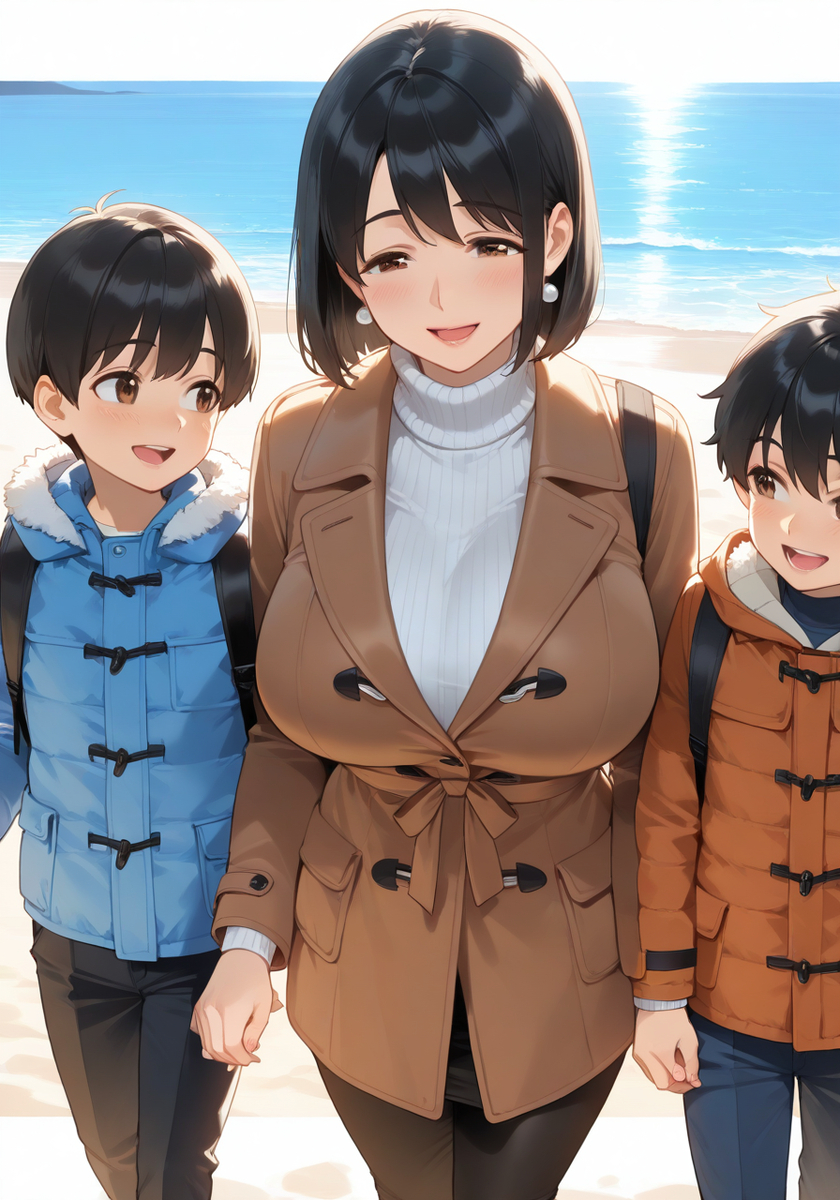 海辺の冬散歩♡Winter beach walk-pixiv插画-作品交流服务