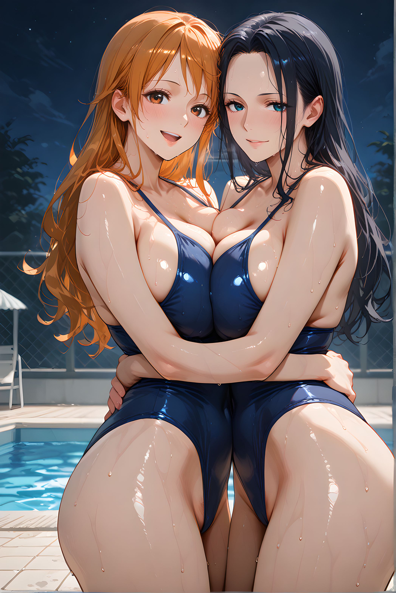 Nami x Robin_School swimwear-pixiv插画-作品交流服务