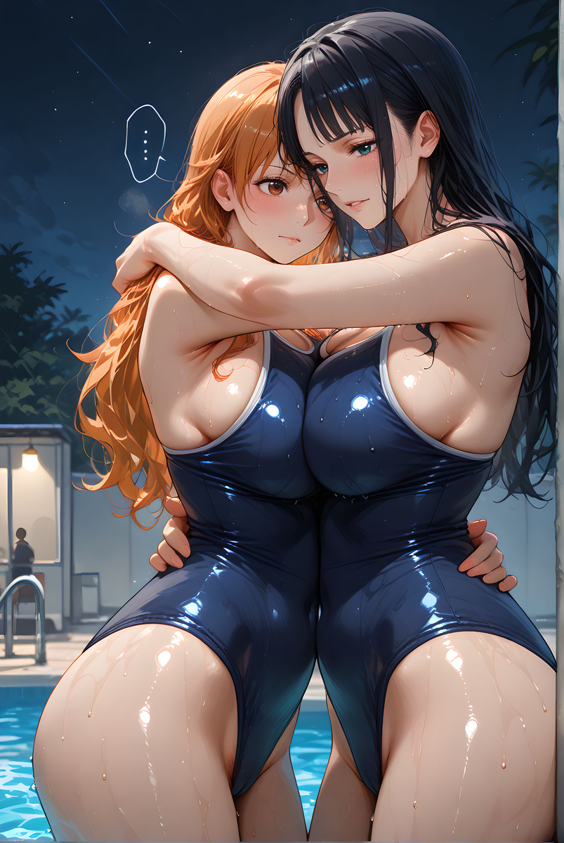 Nami x Robin_School swimwear-pixiv插画-作品交流服务