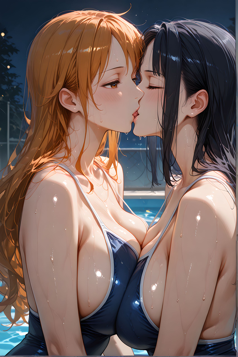 Nami x Robin_School swimwear-pixiv插画-作品交流服务