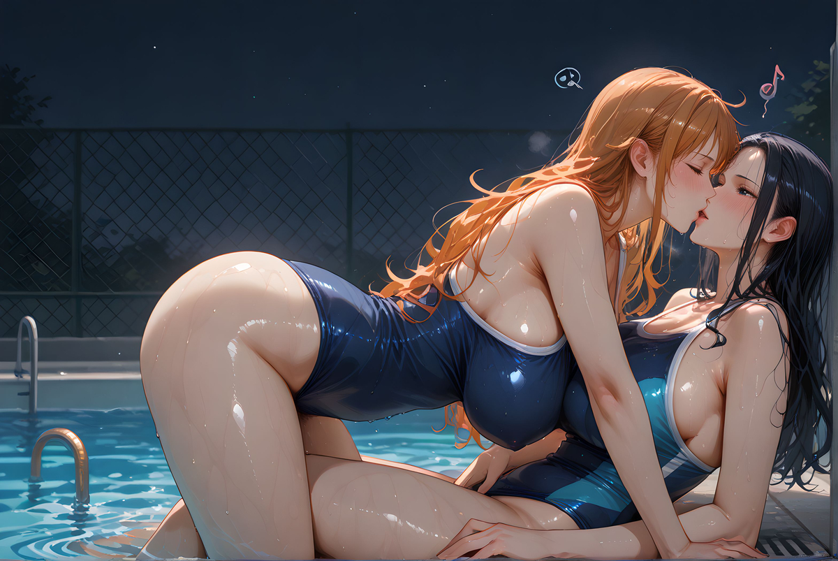 Nami x Robin_School swimwear-pixiv插画-作品交流服务