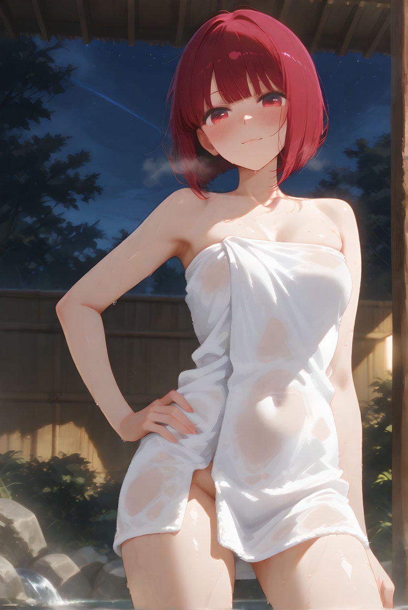 Kana Arima_Naked towel-pixiv插画-作品交流服务