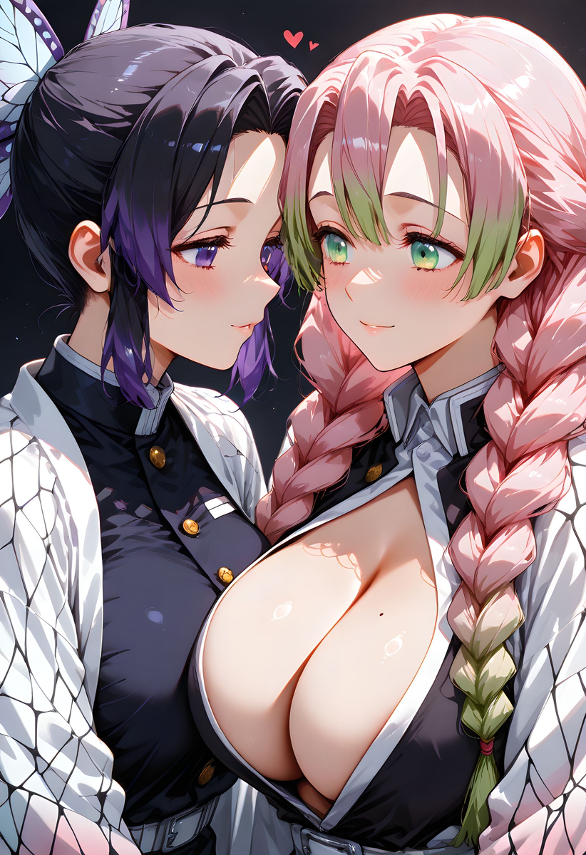 Mitsuri and Shinobu_Kissing-pixiv插画-作品交流服务