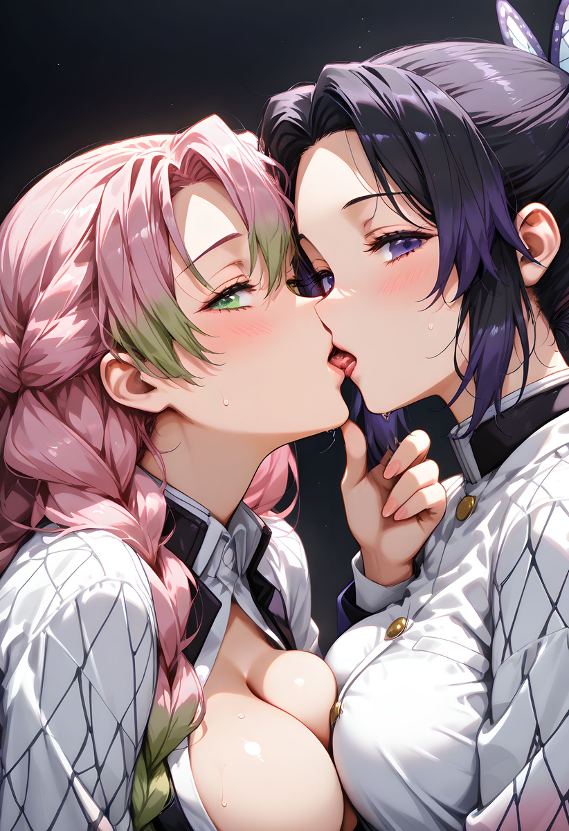 Mitsuri and Shinobu_Kissing-pixiv插画-作品交流服务