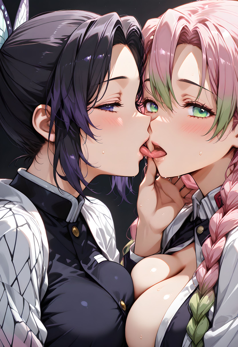 图片[6]-Mitsuri and Shinobu_Kissing-pixiv插画-作品交流服务