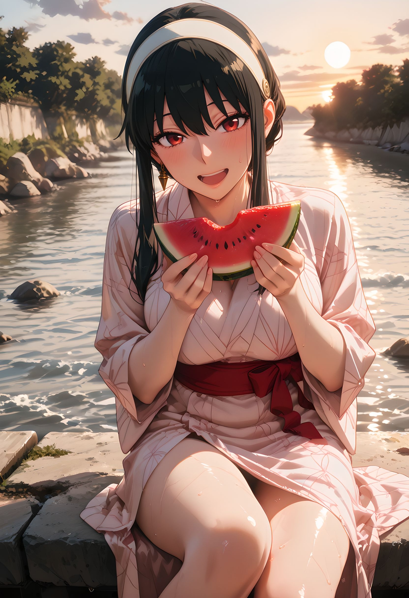 Yor Forger_Yukata_Watermelon-pixiv插画-作品交流服务