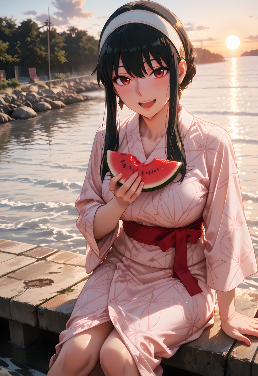 Yor Forger_Yukata_Watermelon-pixiv插画-作品交流服务