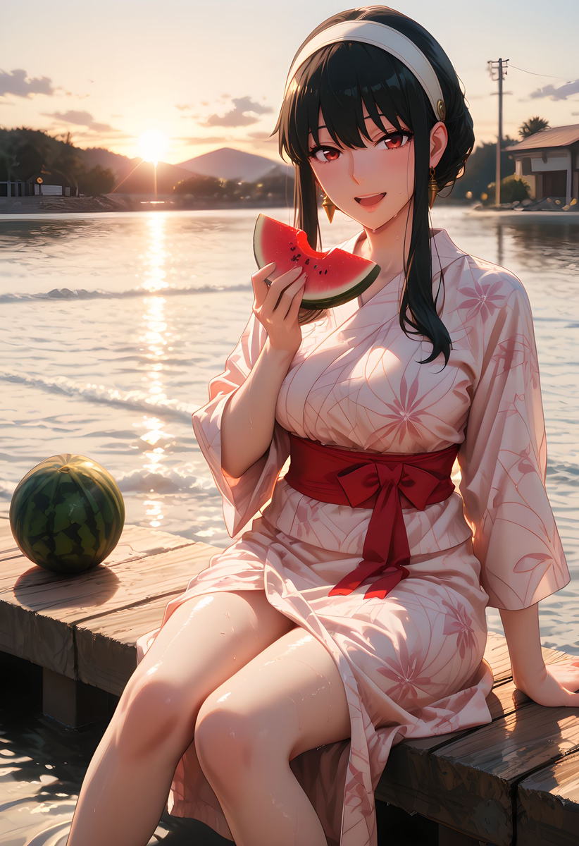 Yor Forger_Yukata_Watermelon-pixiv插画-作品交流服务
