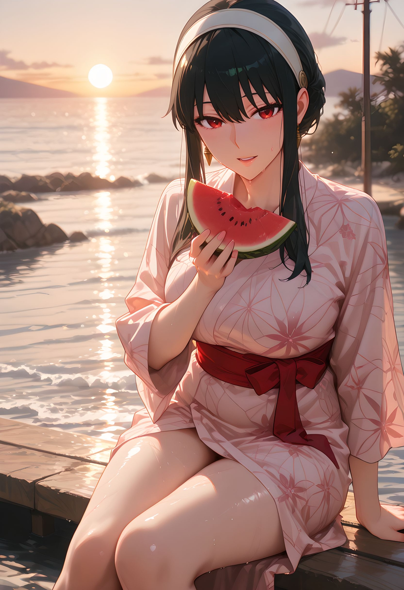 Yor Forger_Yukata_Watermelon-pixiv插画-作品交流服务