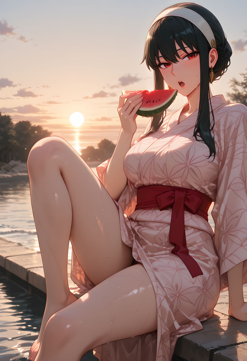 图片[5]-Yor Forger_Yukata_Watermelon-pixiv插画-作品交流服务